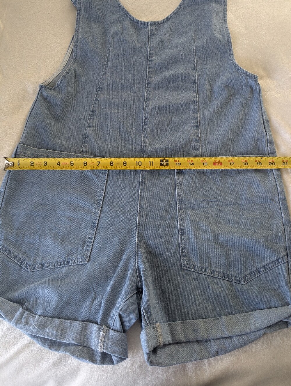 GLAMAKER NWOT Oversized V Neck Denim Jean Romper Short Overalls - Picture 7 of 10